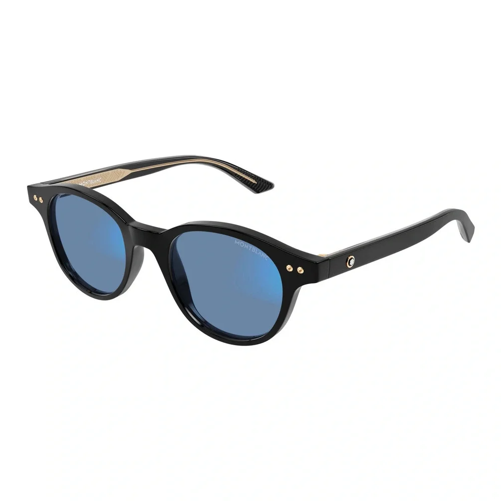 NWT Mont Blanc MB0255S Black Round 49mm Sunglasses